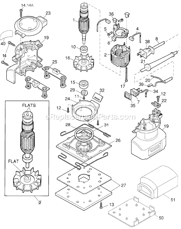 Page A Diagram and Parts List for 4011-04 Type 1 Black and Decker Orbital or Palm Sander